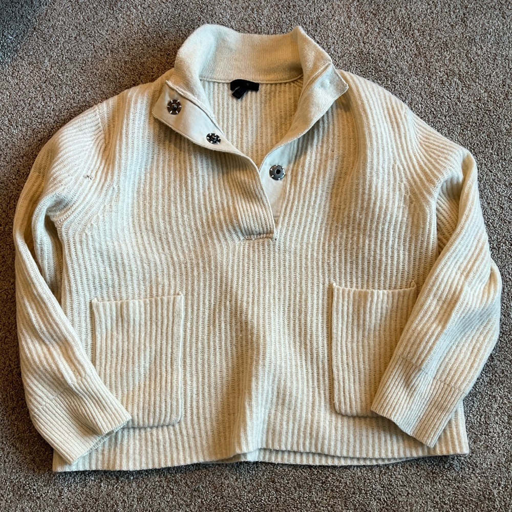 J Crew cream wool sweater size large